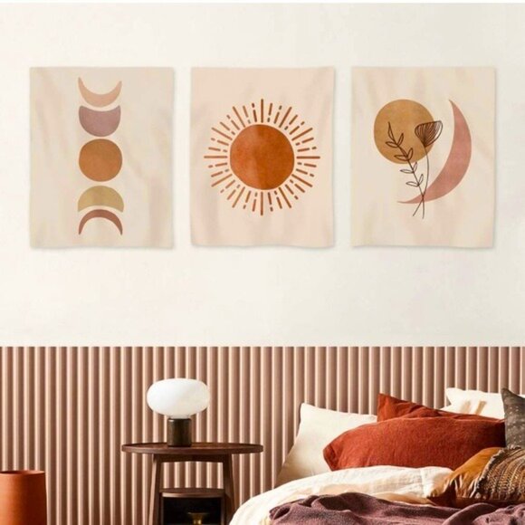 Hippie Set of Floral Moon & Sun Wall Tapestry/Art - Picture 6 of 6